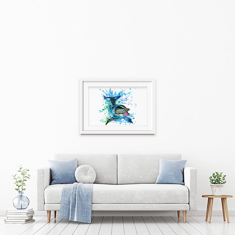Dolphin Splash Framed Art Print Dolphin Splash Framed Art Print wall art product Faenkova Elena / Shutterstock