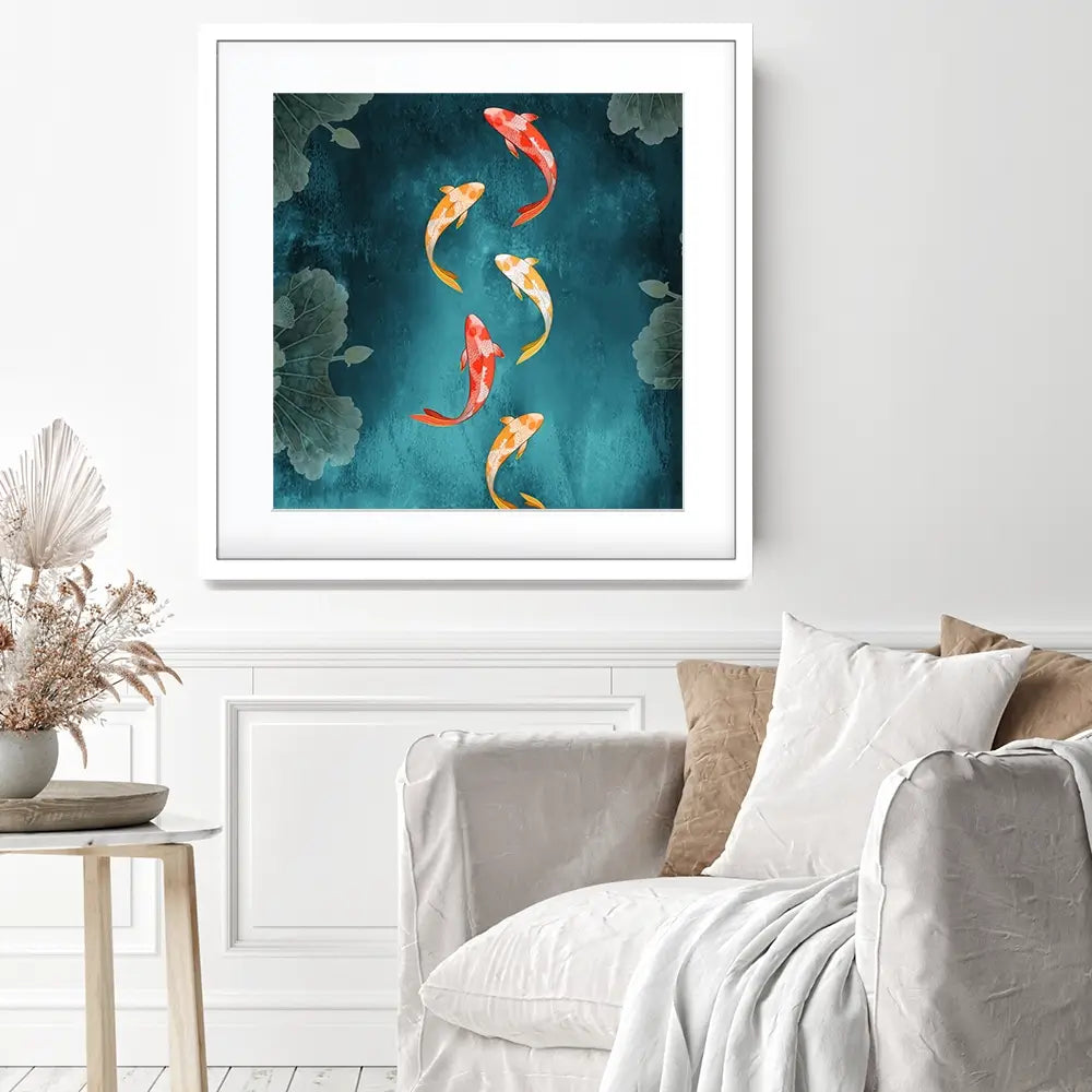 Don't Be Koi Square Framed Art Print Don't Be Koi Square Framed Art Print wall art product Abubkr Mohamed / Shutterstock