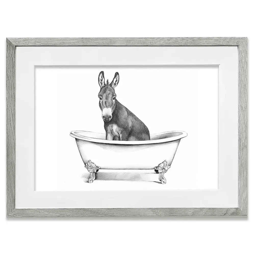 Donkey In A Bathtub Framed Art Print Donkey In A Bathtub Framed Art Print wall art product Victoria Borges