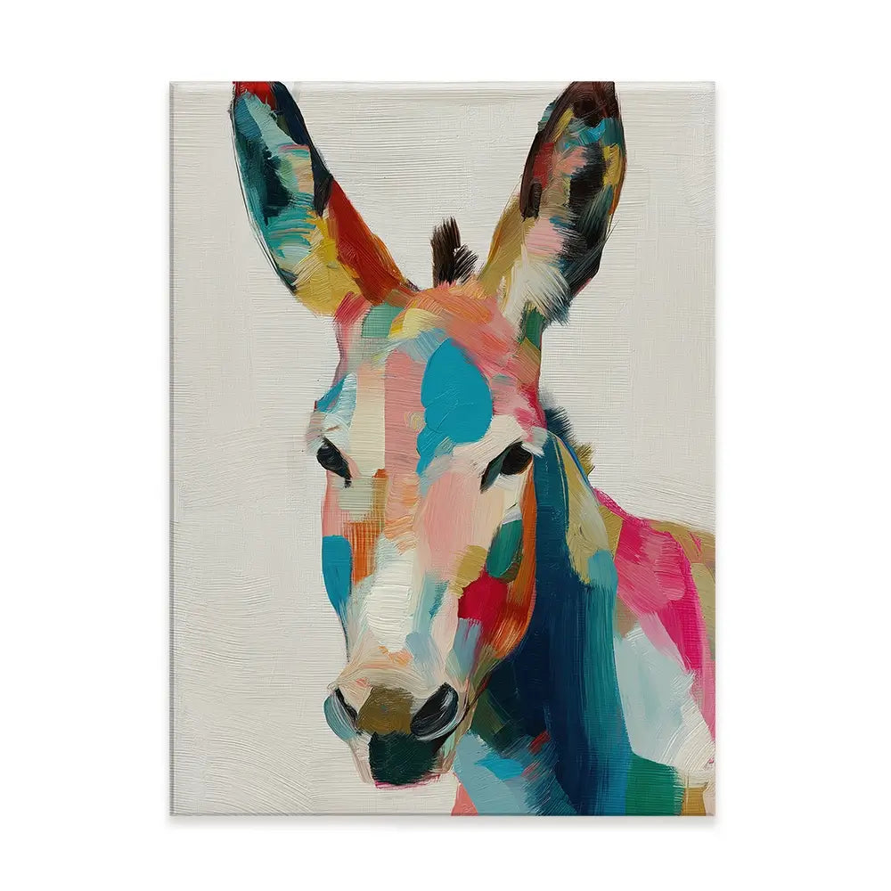 Donkey In Brushstrokes Canvas Print Donkey In Brushstrokes Canvas Print wall art product Chromatic Storm Studio
