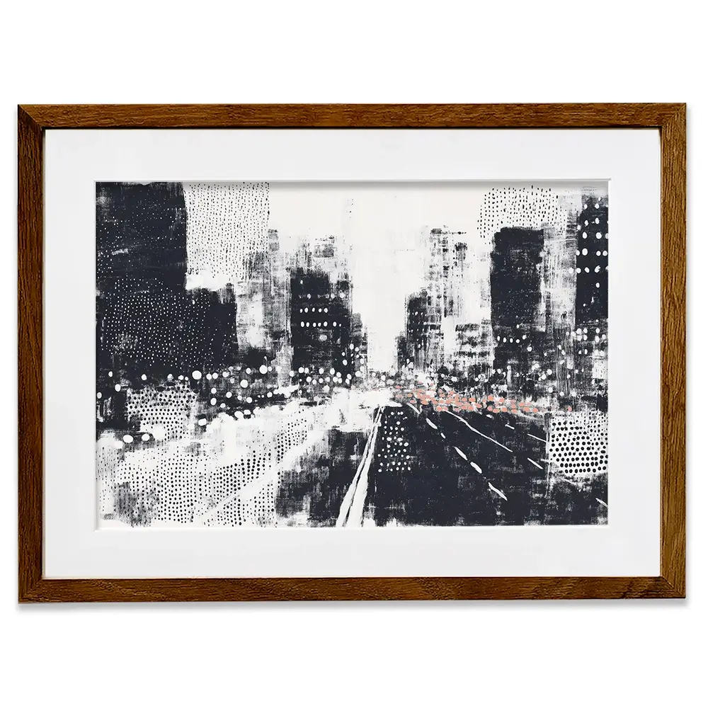 Dotted Night Road Framed Art Print Dotted Night Road Framed Art Print wall art product Chromatic Storm Studio