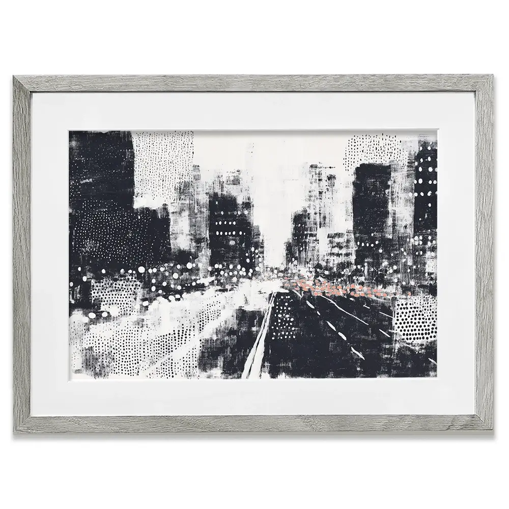 Dotted Night Road Framed Art Print Dotted Night Road Framed Art Print wall art product Chromatic Storm Studio