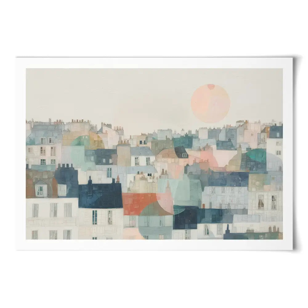 Dreamy Parisian Rooftops Art Print Dreamy Parisian Rooftops Art Print wall art product Chromatic Storm Studio
