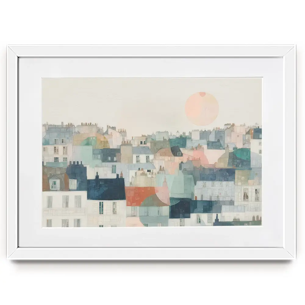 Dreamy Parisian Rooftops Framed Art Print Dreamy Parisian Rooftops Framed Art Print wall art product Chromatic Storm Studio