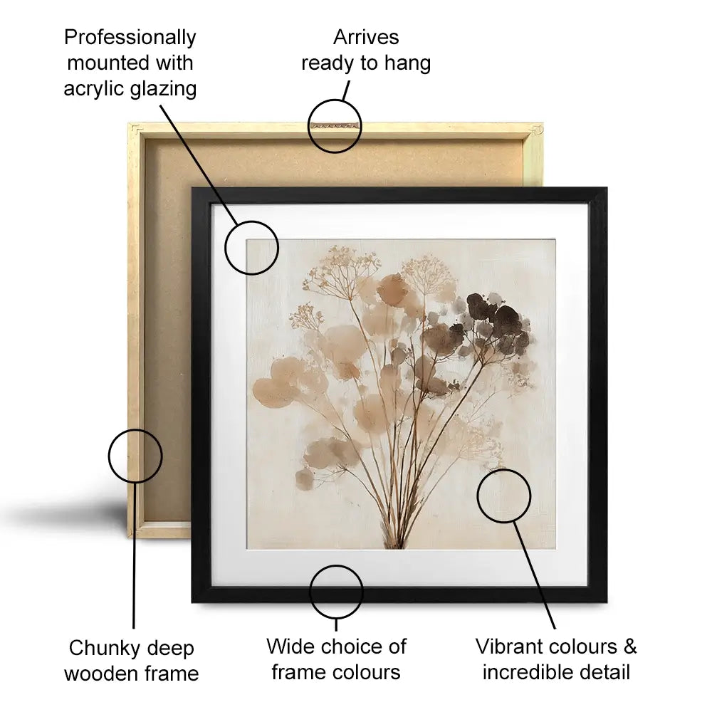 Dried Florals Square Framed Art Print Dried Florals Square Framed Art Print wall art product Chromatic Storm Studio
