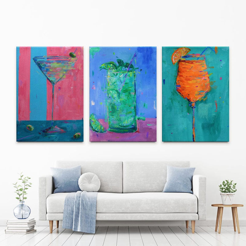 Drinkies Trio Canvas Print wall art product Dawn Underwood
