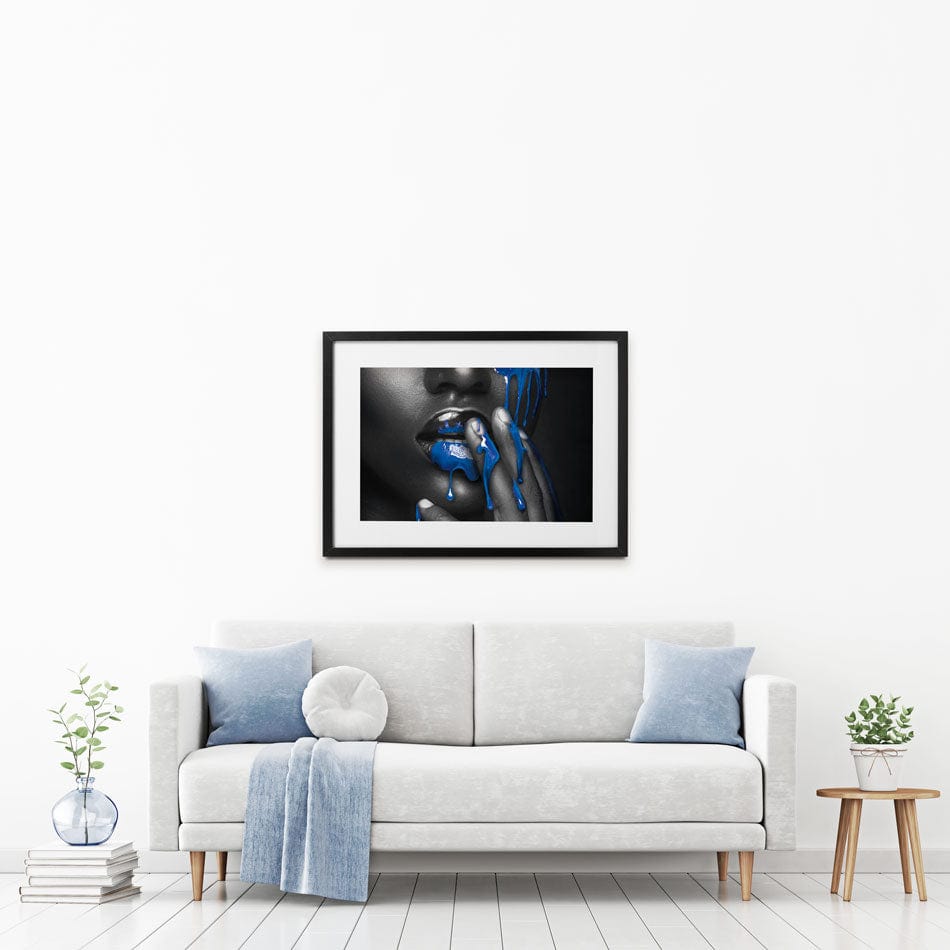 Dripping Blue Framed Art Print wall art product H Cleary