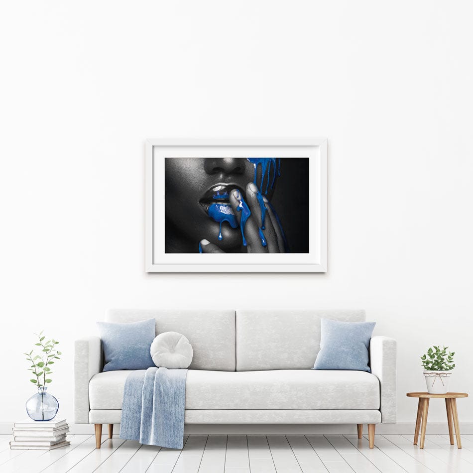 Dripping Blue Framed Art Print wall art product H Cleary