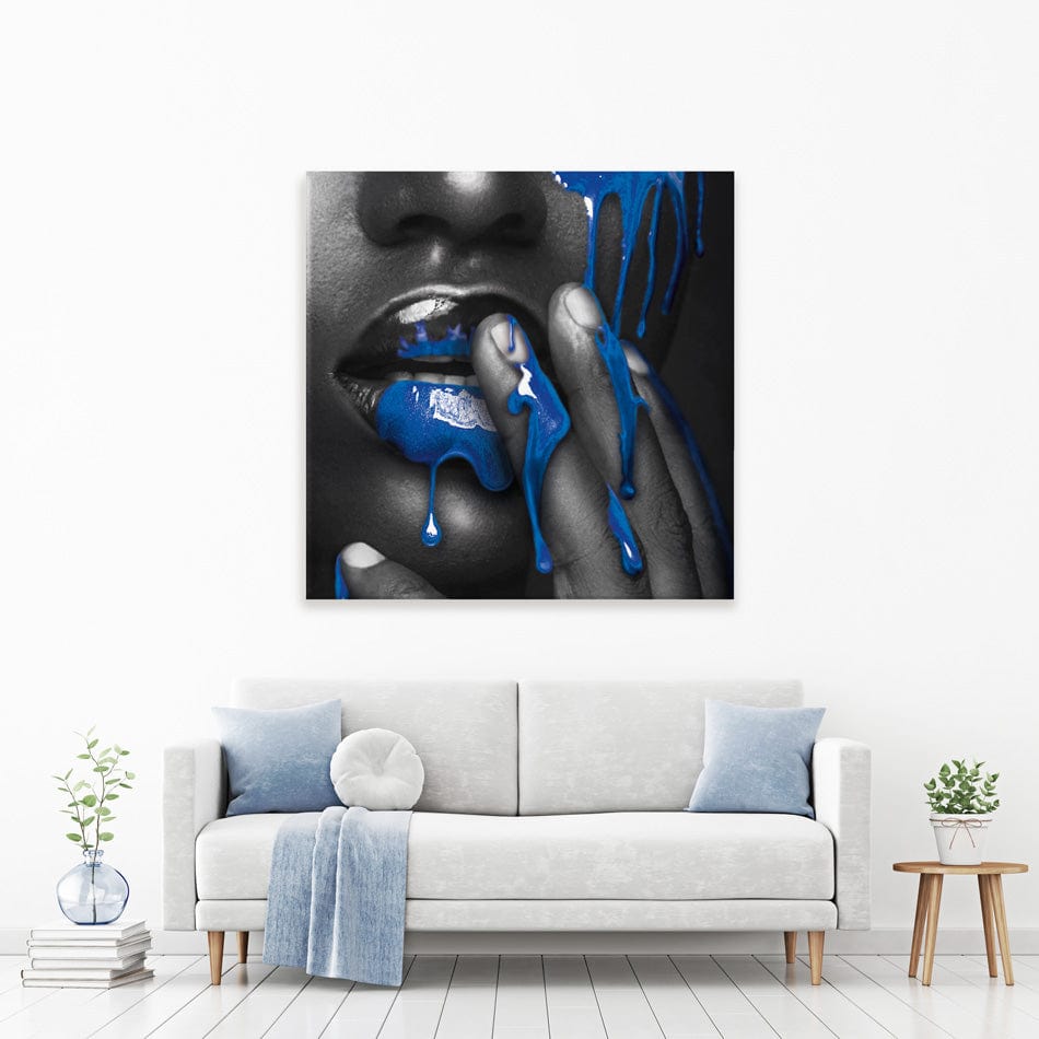 Dripping Blue Square Canvas Print wall art product H Cleary