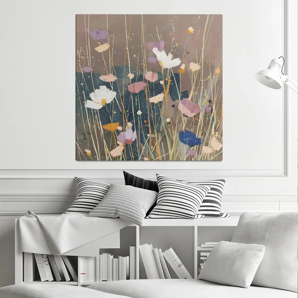Dusk Wildflowers Square Canvas Print Dusk Wildflowers Square Canvas Print wall art product Chromatic Storm Studio
