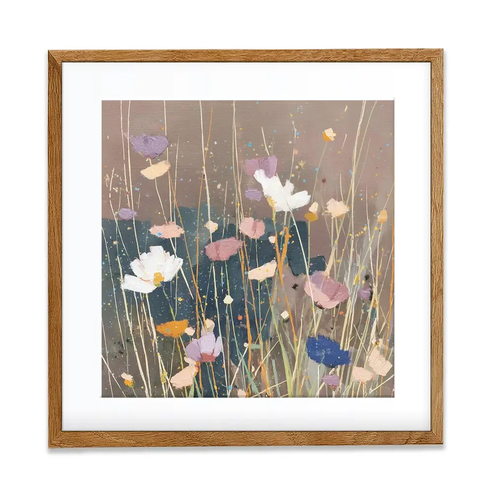 Dusk Wildflowers Square Framed Art Print Dusk Wildflowers Square Framed Art Print wall art product Chromatic Storm Studio
