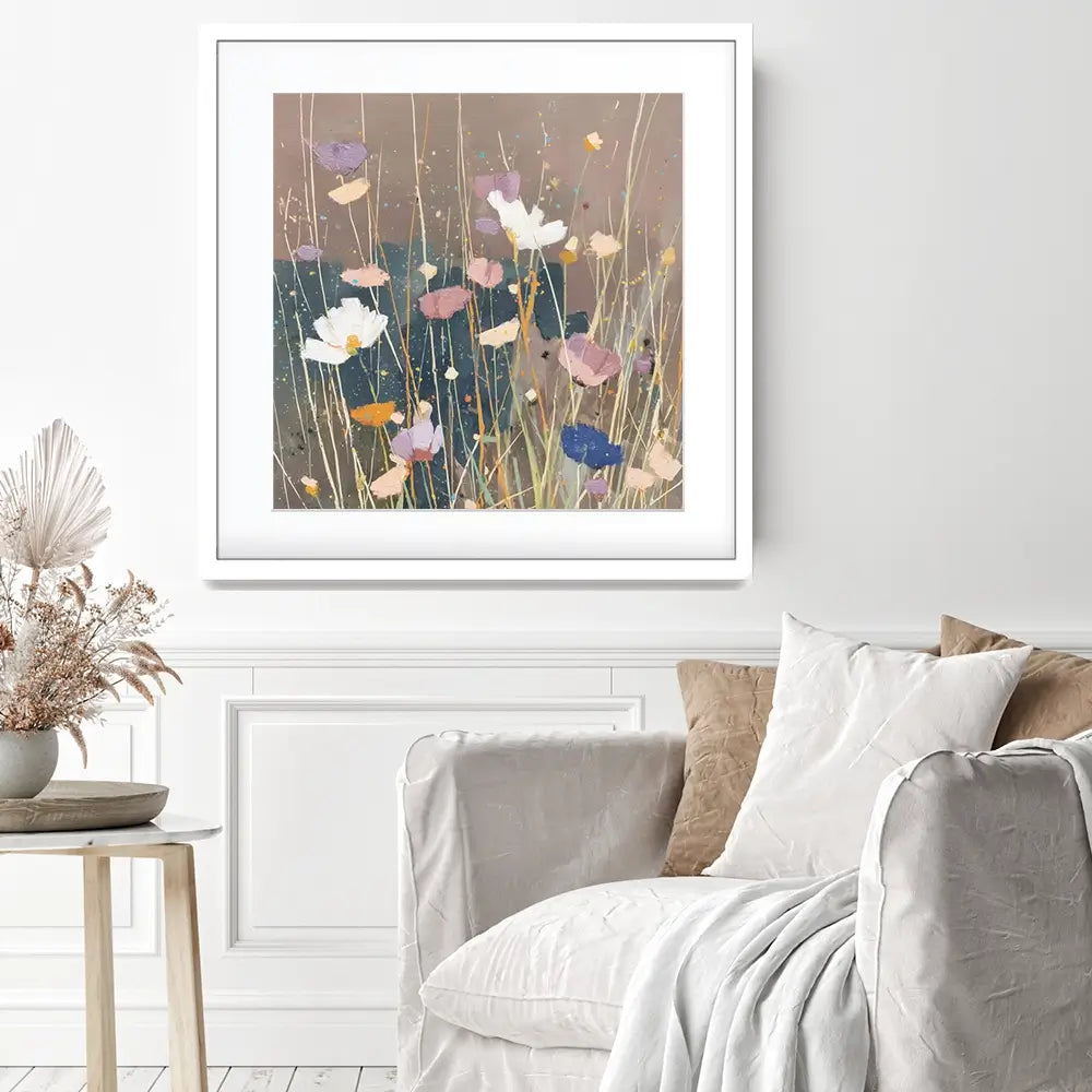 Dusk Wildflowers Square Framed Art Print Dusk Wildflowers Square Framed Art Print wall art product Chromatic Storm Studio
