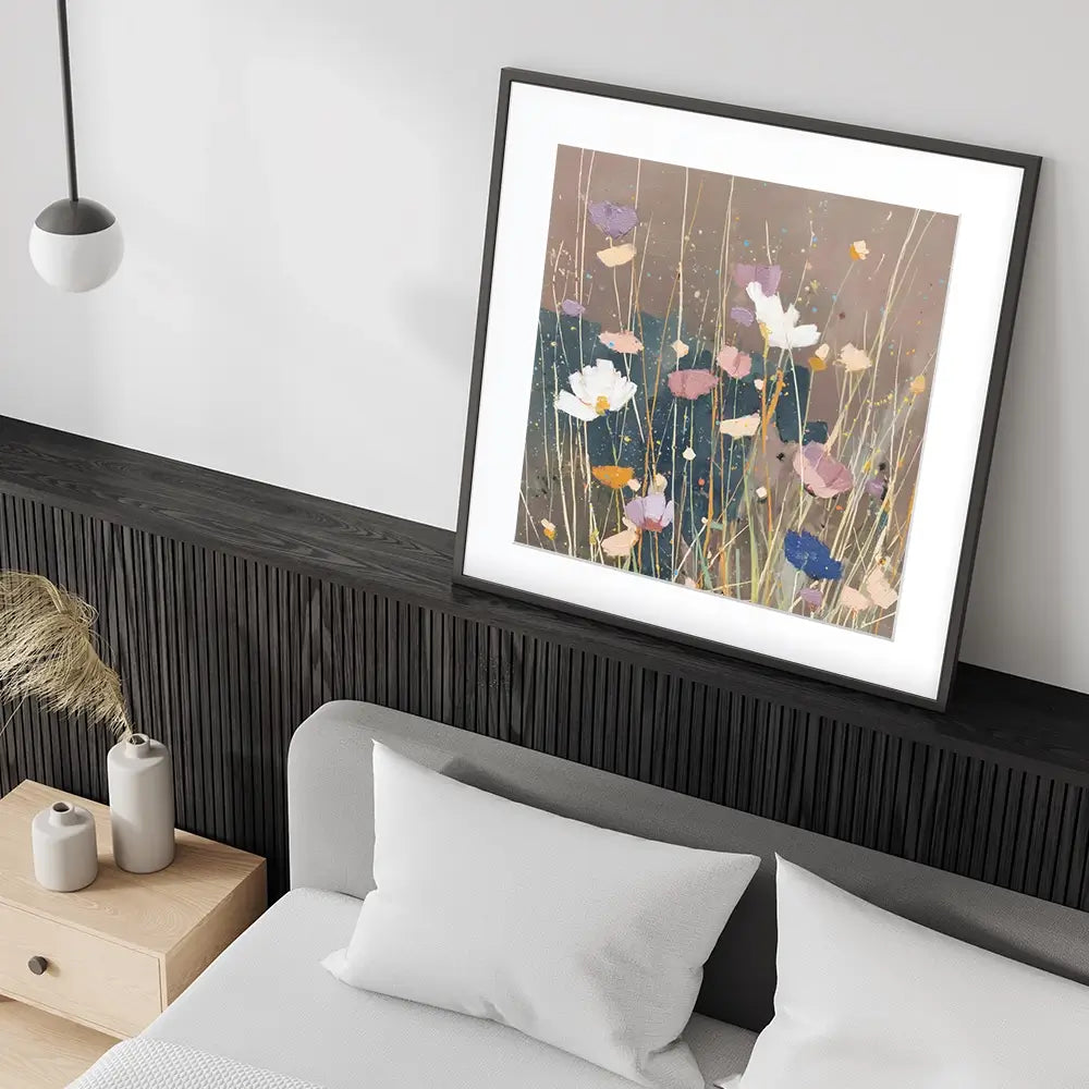 Dusk Wildflowers Square Framed Art Print Dusk Wildflowers Square Framed Art Print wall art product Chromatic Storm Studio
