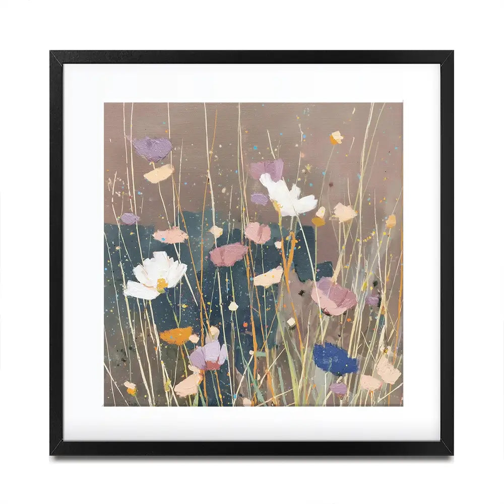 Dusk Wildflowers Square Framed Art Print Dusk Wildflowers Square Framed Art Print wall art product Chromatic Storm Studio