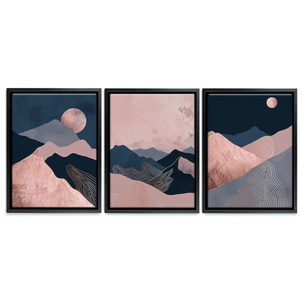 Dusky Pink Mountains Trio Canvas Print Dusky Pink Mountains Trio Canvas Print wall art product TWINS DESIGN STUDIO / Shutterstock