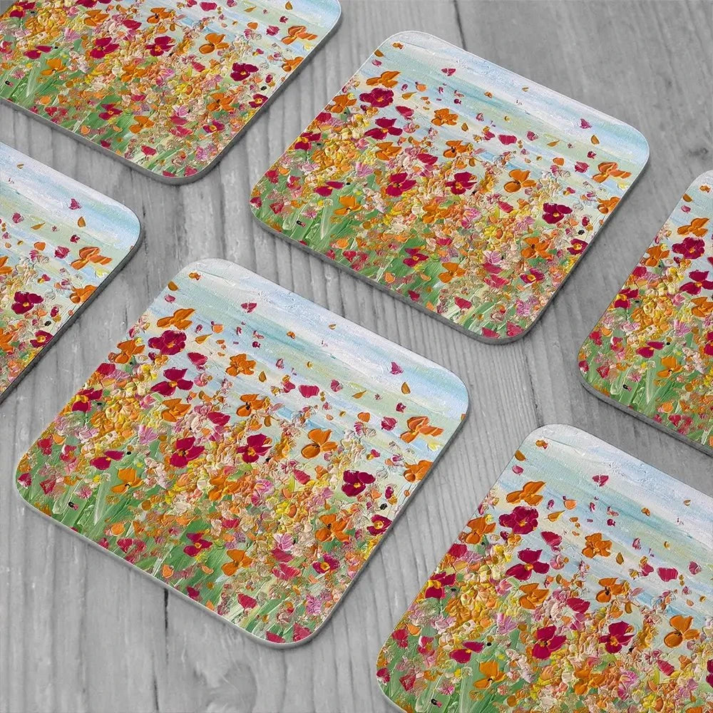 Early Autumn Flowers Coaster Set Early Autumn Flowers Coaster Set wall art product Charlotte Anna Reed
