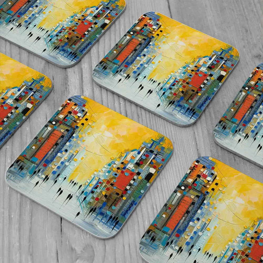 Early Sunset Coaster Set Rainbow Soul Tree Coaster Set | Rainbow Soul Tree Art Coasters wall art product Ekaterina Ermilkina