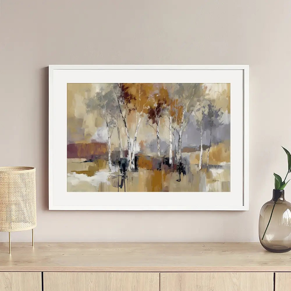 Earthy Birch Tree Forest Framed Art Print Earthy Birch Tree Forest Framed Art Print wall art product Leon Devenice