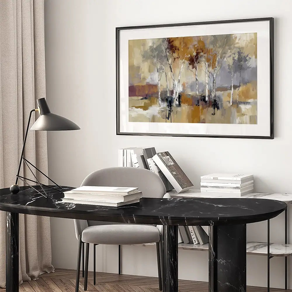 Earthy Birch Tree Forest Framed Art Print Earthy Birch Tree Forest Framed Art Print wall art product Leon Devenice