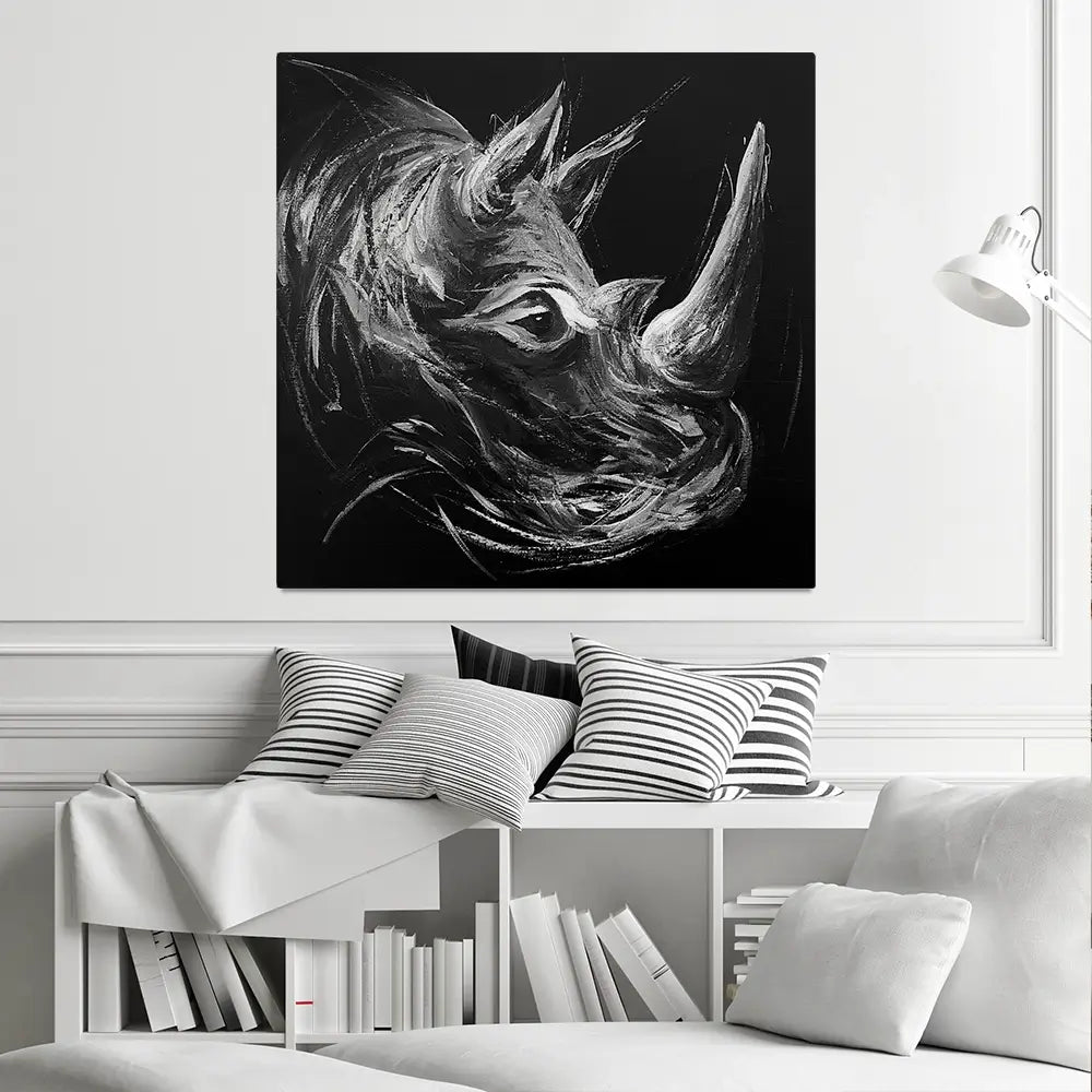 Eclipse Rhino Square Canvas Print Eclipse Rhino Square Canvas Print wall art product Aimee Linzi