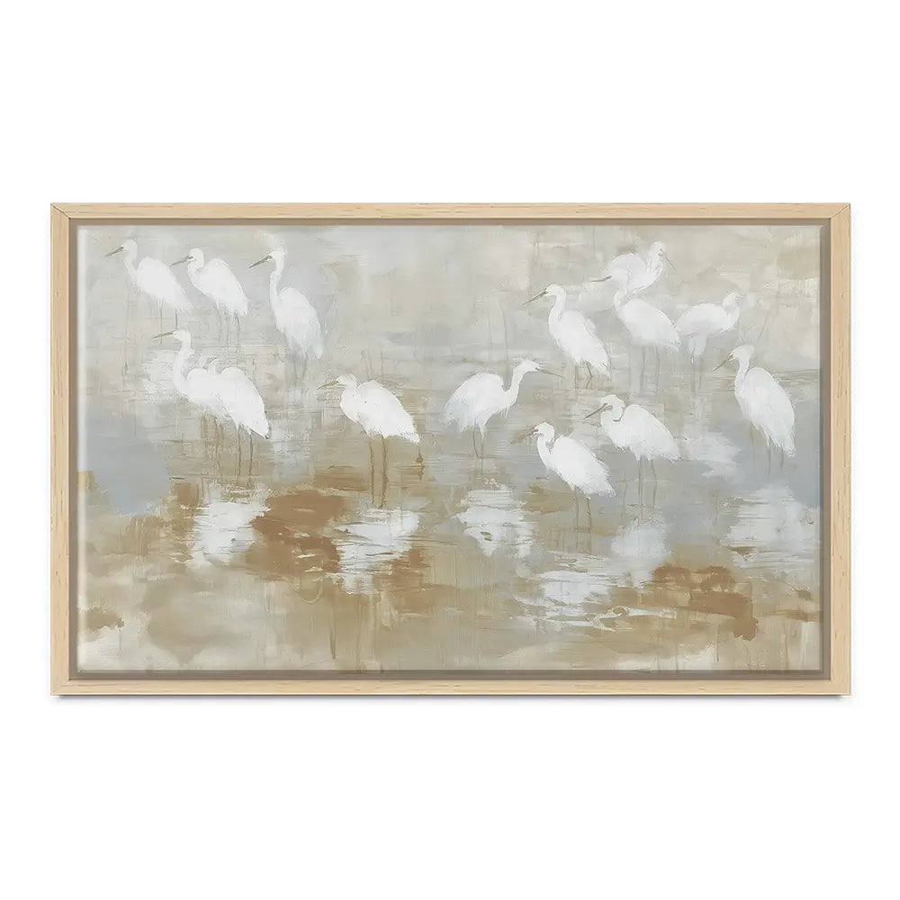 Egret Ripple Gather Canvas Print Egret Ripple Gather Canvas Print wall art product Chromatic Storm Studio