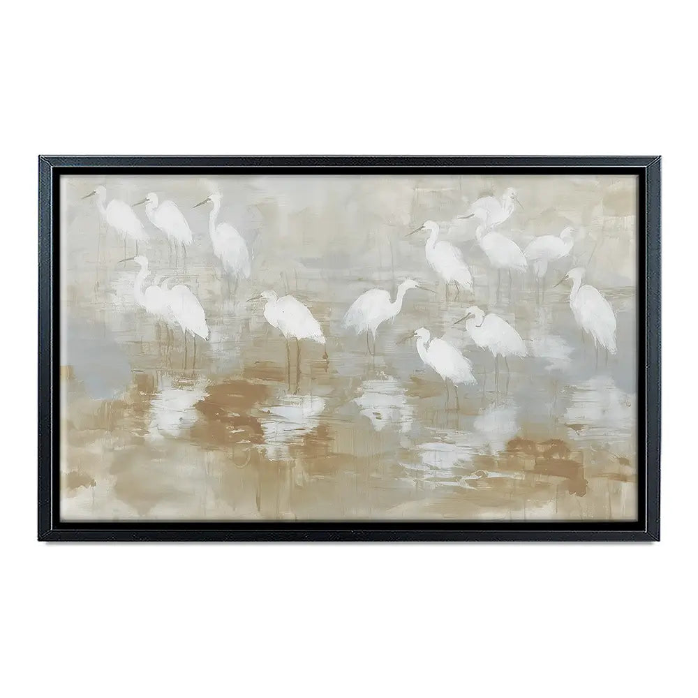 Egret Ripple Gather Canvas Print Egret Ripple Gather Canvas Print wall art product Chromatic Storm Studio