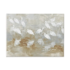Egret Ripple Gather Canvas Print Egret Ripple Gather Canvas Print wall art product Chromatic Storm Studio