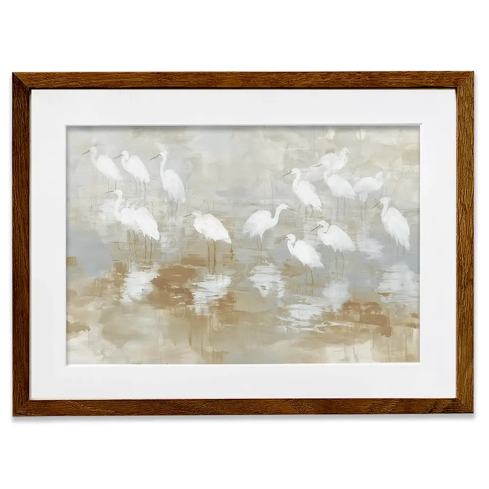 Egret Ripple Gather Framed Art Print Egret Ripple Gather Framed Art Print wall art product Chromatic Storm Studio