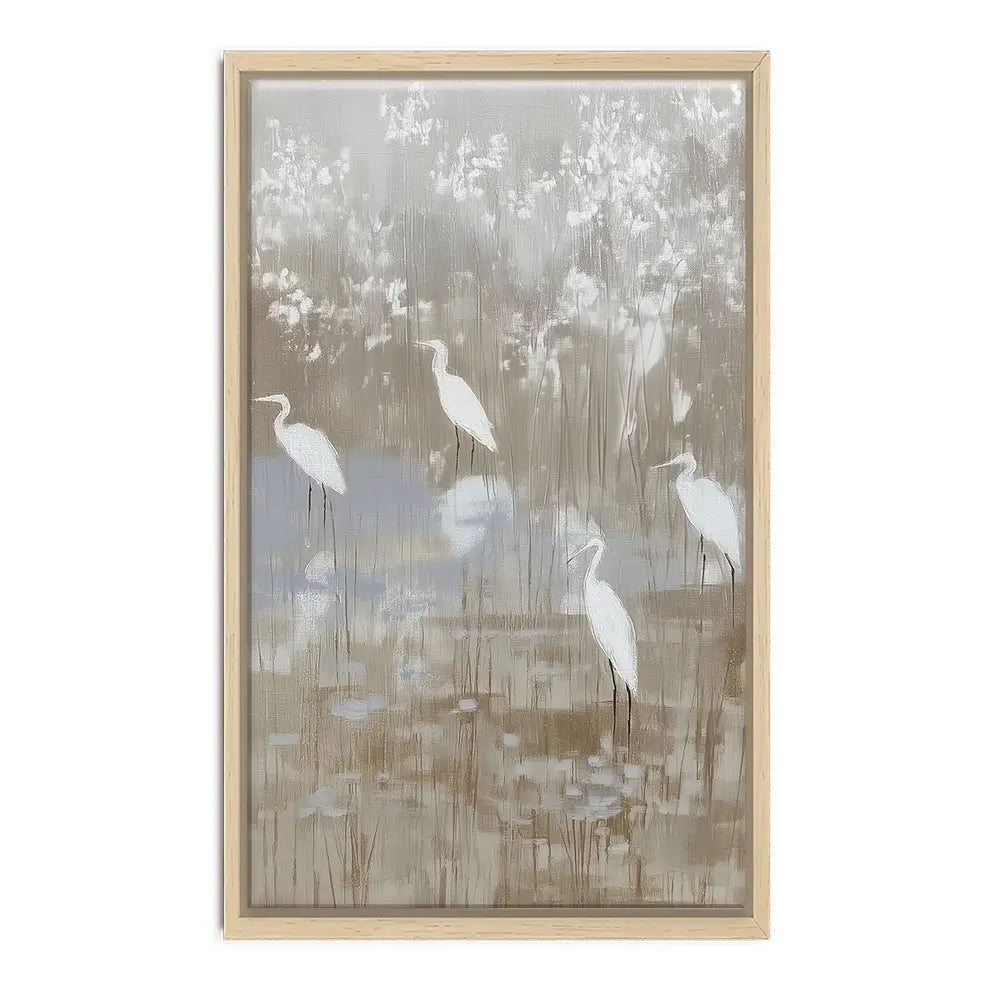 Egrets Among Reeds Canvas Print Egrets Among Reeds Canvas Print wall art product Chromatic Storm Studio