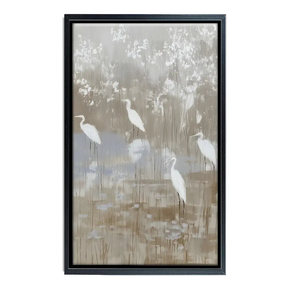 Egrets Among Reeds Canvas Print Egrets Among Reeds Canvas Print wall art product Chromatic Storm Studio