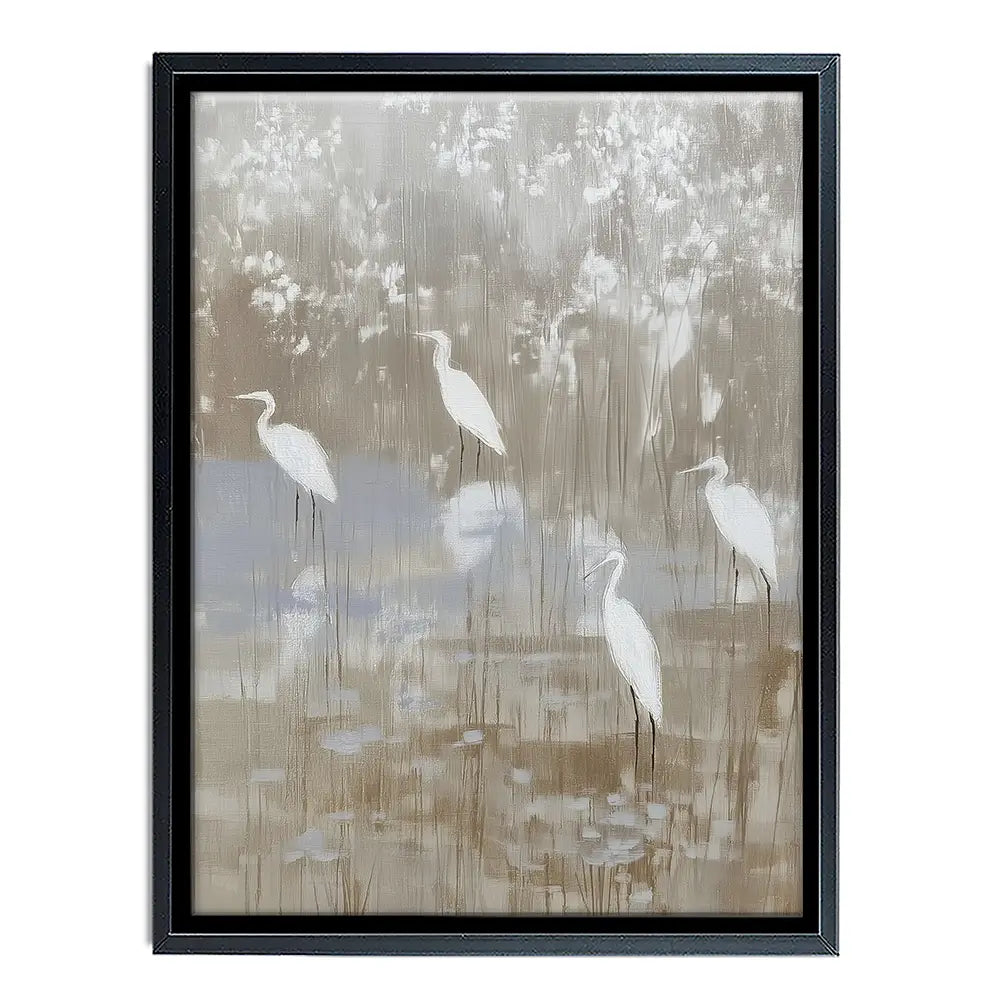 Egrets Among Reeds Canvas Print Egrets Among Reeds Canvas Print wall art product Chromatic Storm Studio