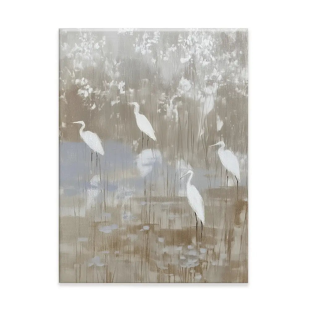 Egrets Among Reeds Canvas Print Egrets Among Reeds Canvas Print wall art product Chromatic Storm Studio