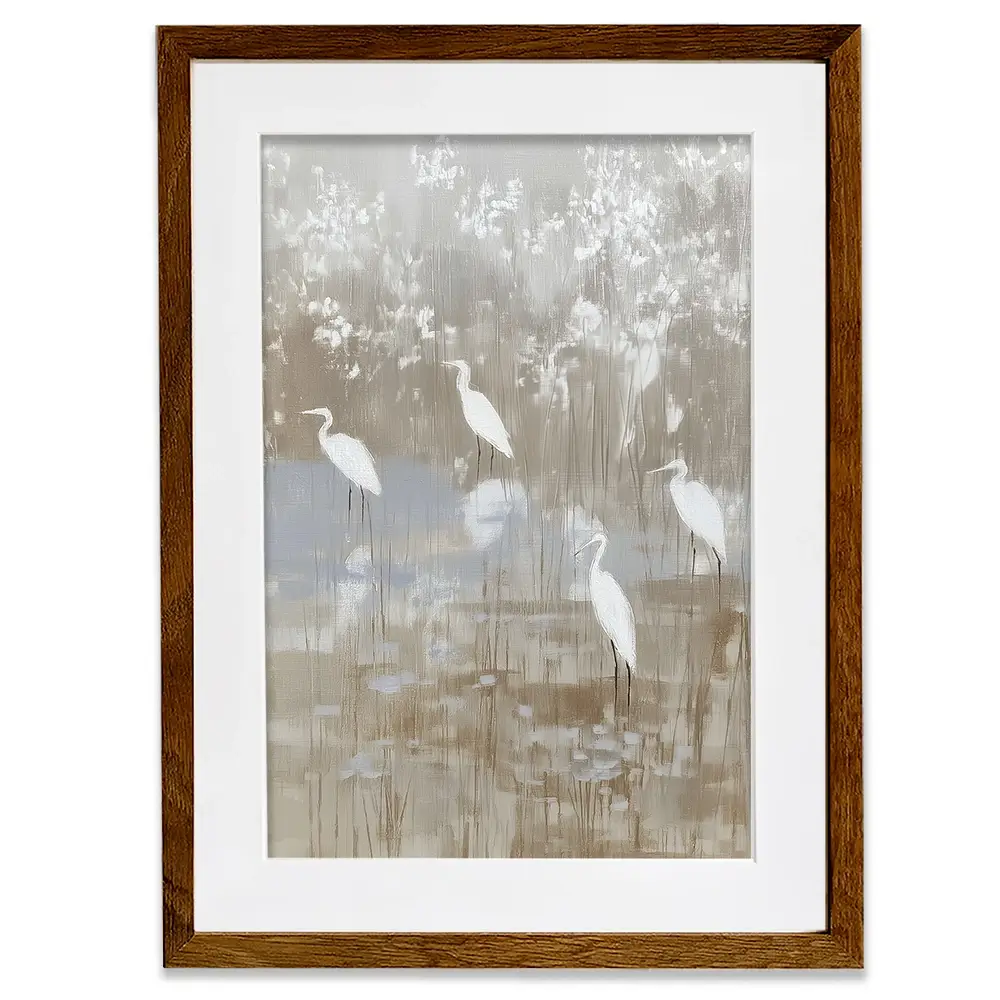 Egrets Among Reeds Framed Art Print Egrets Among Reeds Framed Art Print wall art product Chromatic Storm Studio