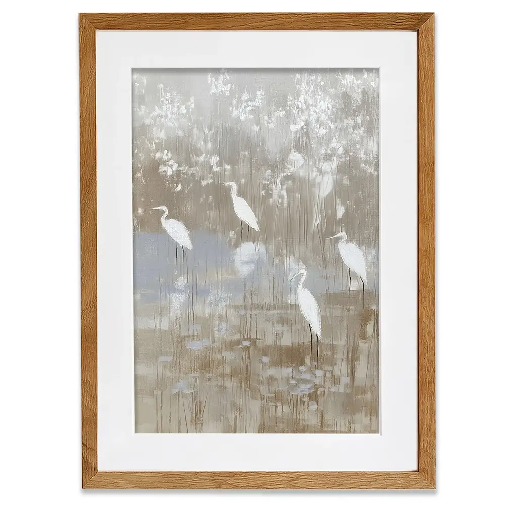 Egrets Among Reeds Framed Art Print Egrets Among Reeds Framed Art Print wall art product Chromatic Storm Studio