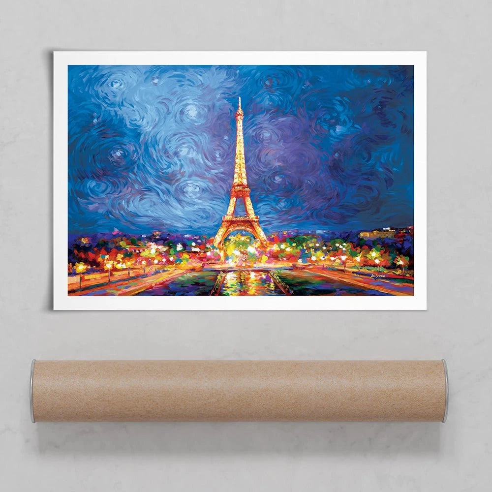 Eiffel Tower And Night Sky Art Print Eiffel Tower And Night Sky Art Print wall art product Leon Devenice