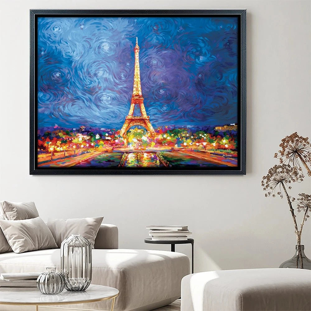 Eiffel Tower And Night Sky Canvas Print Eiffel Tower And Night Sky Canvas Print wall art product Leon Devenice