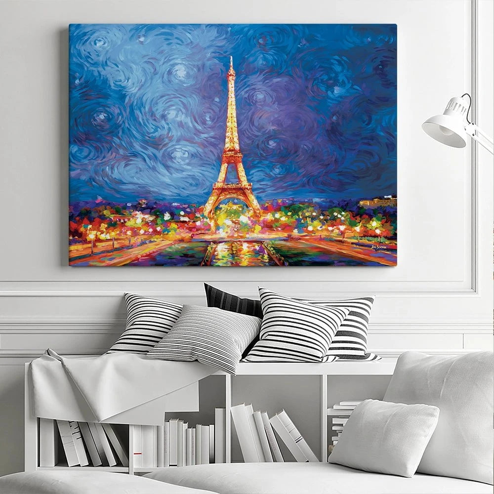 Eiffel Tower And Night Sky Canvas Print Eiffel Tower And Night Sky Canvas Print wall art product Leon Devenice