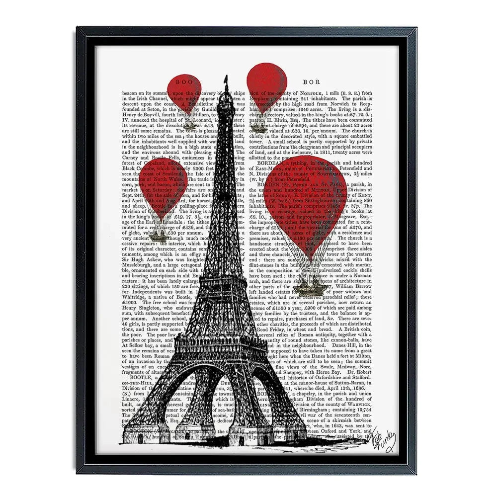 Eiffel Tower And Red Hot Air Balloons Canvas Print Eiffel Tower And Red Hot Air Balloons Canvas Print wall art product Fab Funky