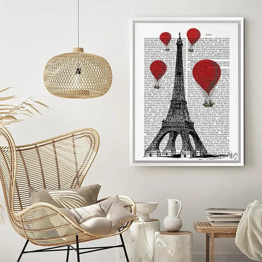 Eiffel Tower And Red Hot Air Balloons Canvas Print Eiffel Tower And Red Hot Air Balloons Canvas Print wall art product Fab Funky