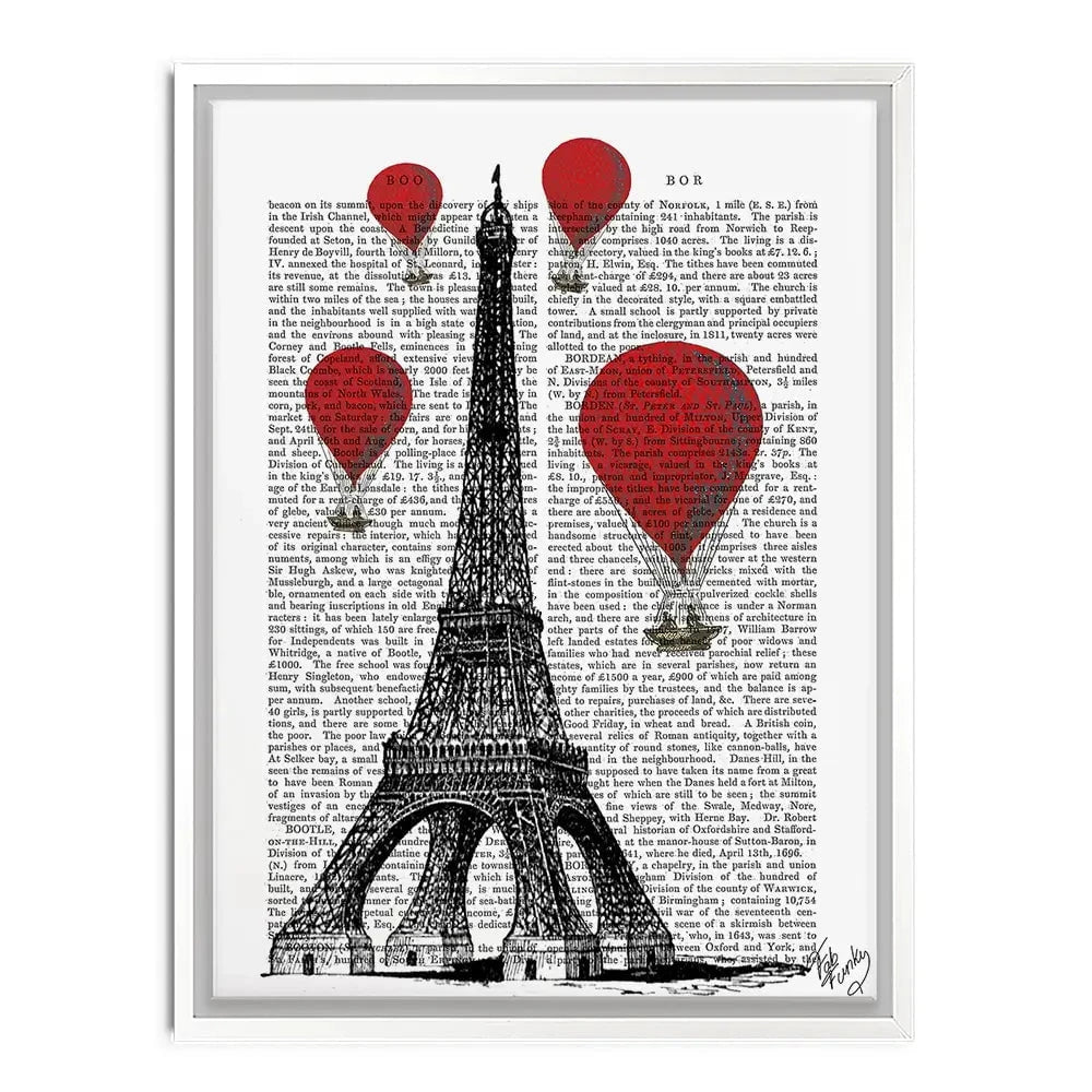 Eiffel Tower And Red Hot Air Balloons Canvas Print Eiffel Tower And Red Hot Air Balloons Canvas Print wall art product Fab Funky