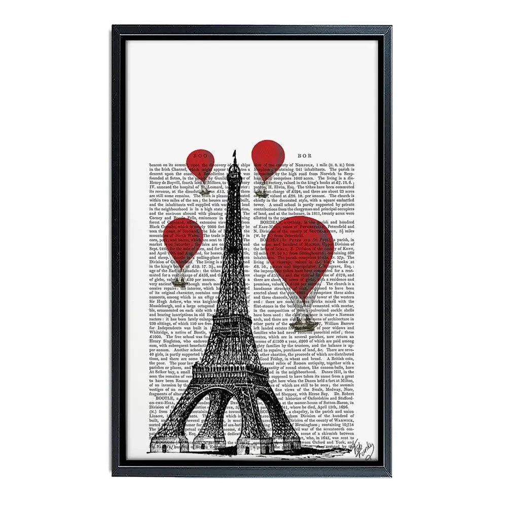 Eiffel Tower And Red Hot Air Balloons Canvas Print Eiffel Tower And Red Hot Air Balloons Canvas Print wall art product Fab Funky