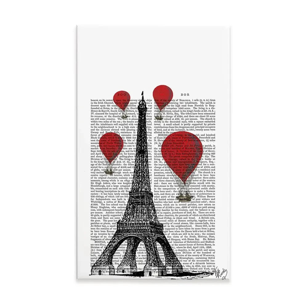 Eiffel Tower And Red Hot Air Balloons Canvas Print Eiffel Tower And Red Hot Air Balloons Canvas Print wall art product Fab Funky