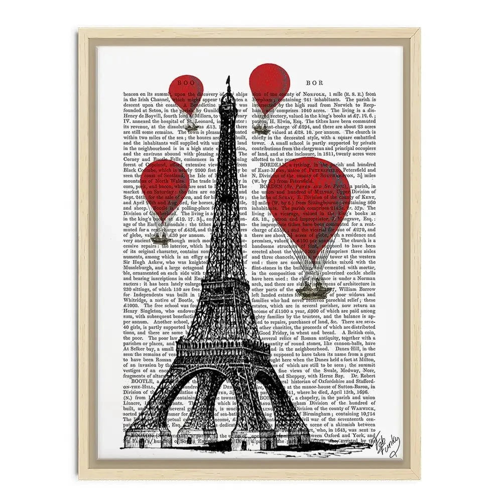 Eiffel Tower And Red Hot Air Balloons Canvas Print Eiffel Tower And Red Hot Air Balloons Canvas Print wall art product Fab Funky