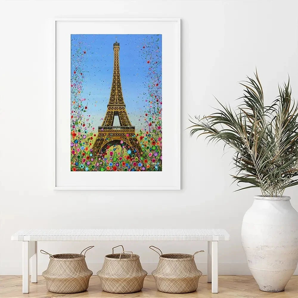 Eiffel Tower Flower Pop Framed Art Print Eiffel Tower Flower Pop Framed Art Print wall art product Jo Gough