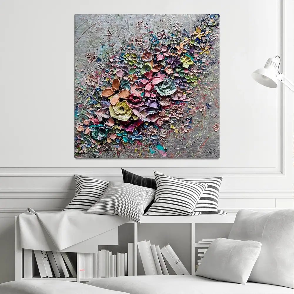 Electric Love Square Canvas Print Electric Love Square Canvas Print wall art product Nada Khatib