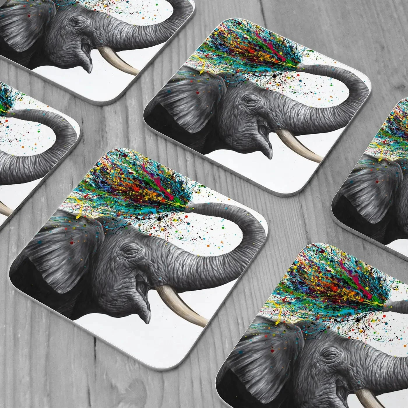 Elephant Elation Coaster Set Rainbow Soul Tree Coaster Set | Rainbow Soul Tree Art Coasters wall art product Ashvin Harrison