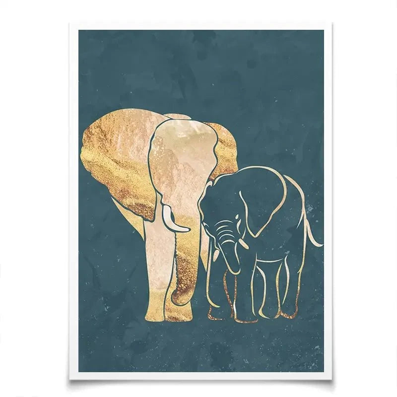 Elephant Embrace Teal Portrait Art Print Elephant Embrace Teal Portrait Art Print wall art product Sarah Manovski