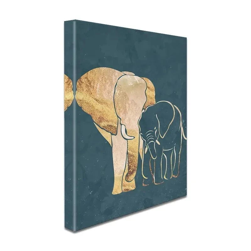 Elephant Embrace Teal Portrait Canvas Print Elephant Embrace Teal Portrait Canvas Print wall art product Sarah Manovski
