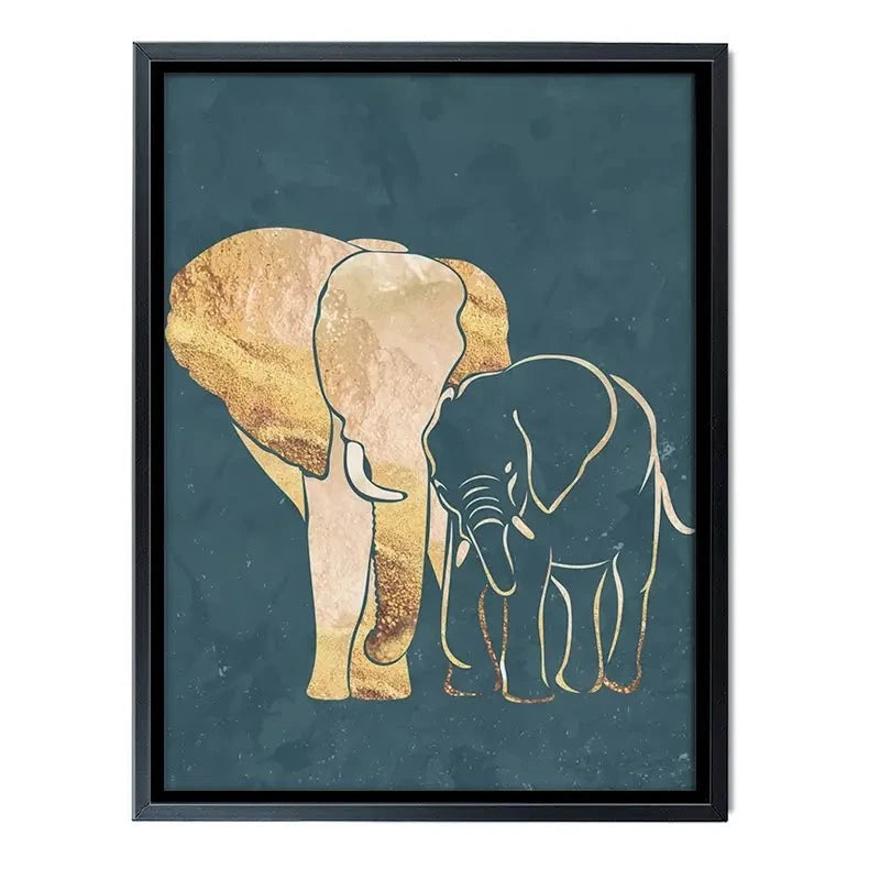 Elephant Embrace Teal Portrait Canvas Print Elephant Embrace Teal Portrait Canvas Print wall art product Sarah Manovski
