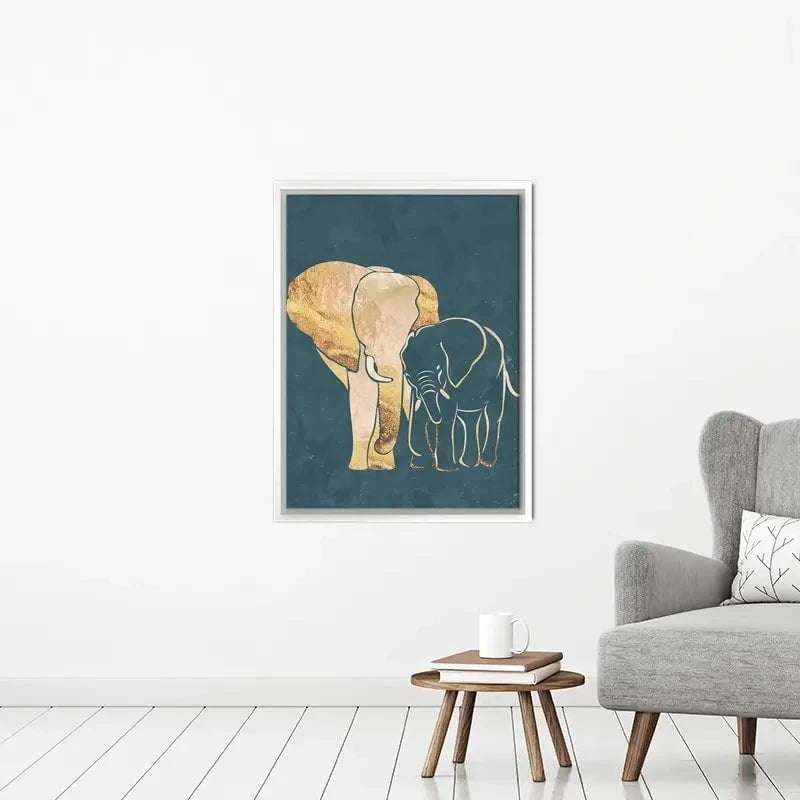Elephant Embrace Teal Portrait Canvas Print Elephant Embrace Teal Portrait Canvas Print wall art product Sarah Manovski